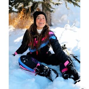Tipsy Elves Black Jumpsuit with Pink and Blue Accents